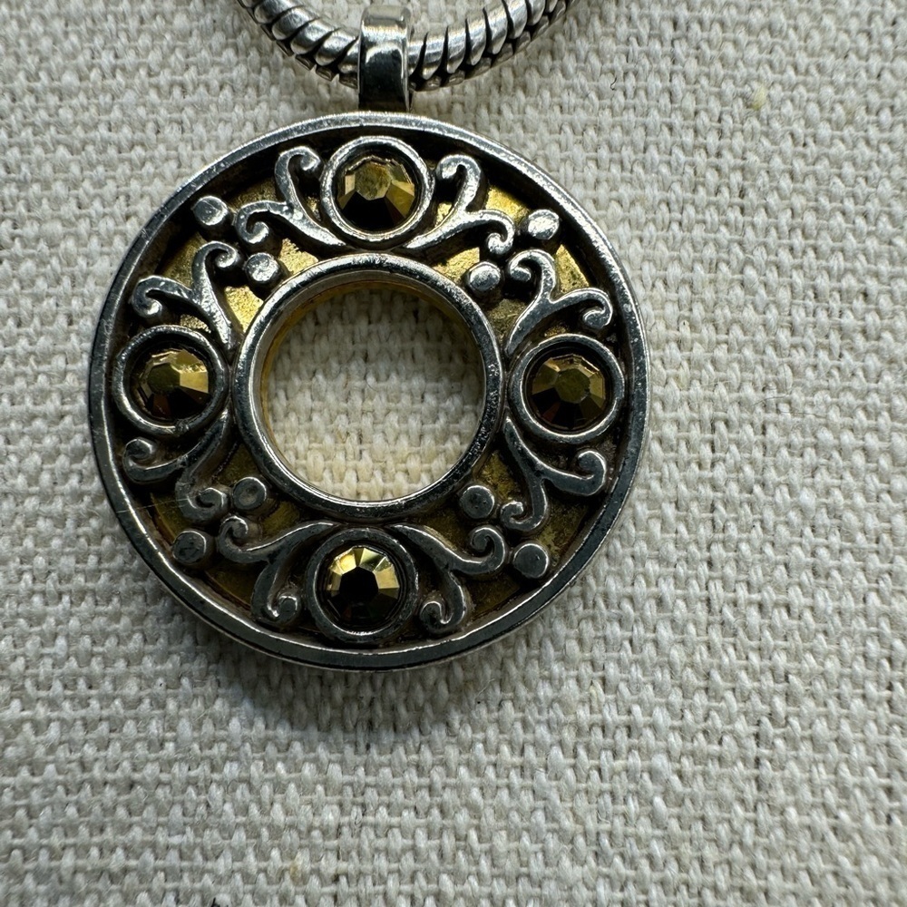 Brighton SACRED CIRCLE Amber Color Crystal‎  Round Filagree Necklace - Picture 6 of 6